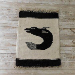 Vintage Zapotec Oaxacan Hand Woven Wall Art Table Runner Placemats Fish Pattern